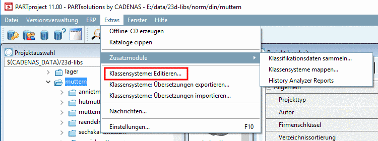 Menü: Extras -> Klassensysteme: Editieren...