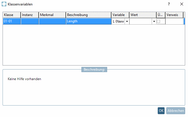 Dialogfenster: KlassenvariablenKlassenvariablen