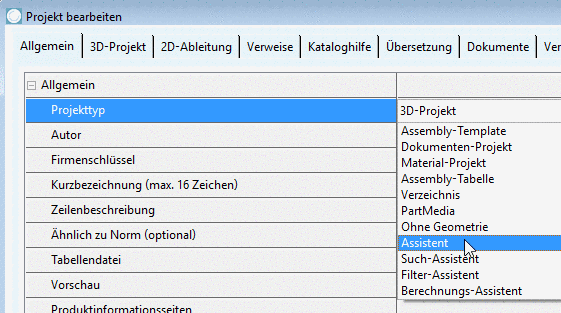 Projekttyp "Assistent"