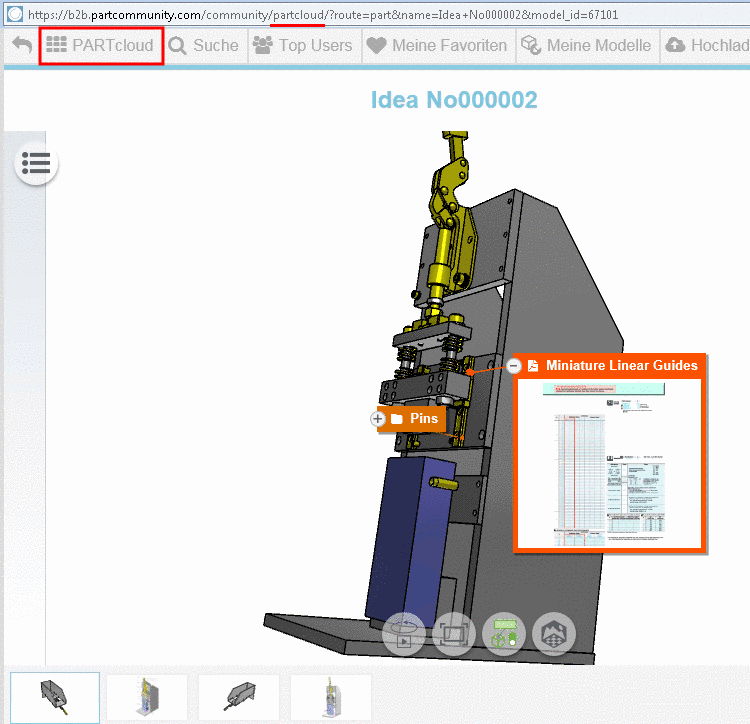In PARTcloud geöffnetes Projekt