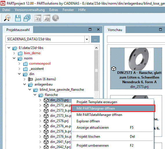 Teil aus PARTdataManager