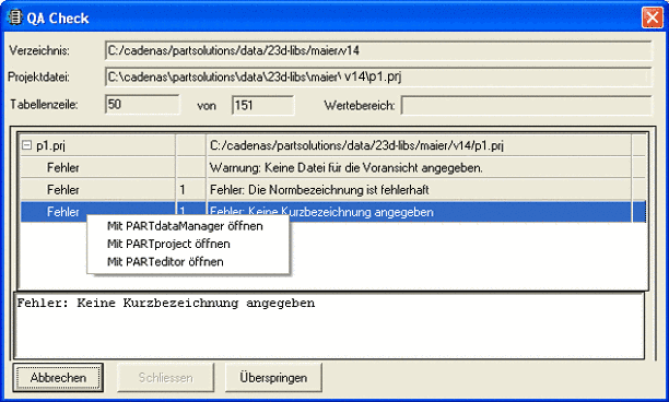 Dialogfenster - QA Check