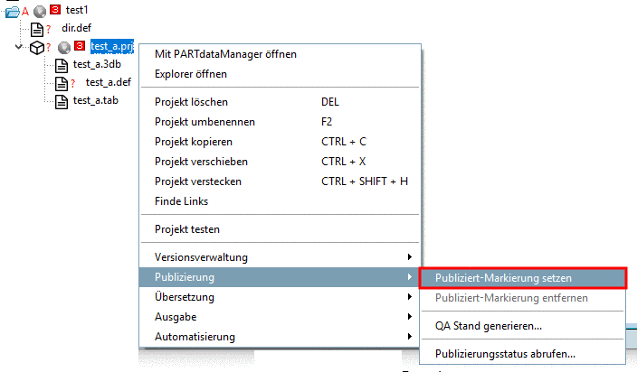 Publizierungsmarkierung setzen