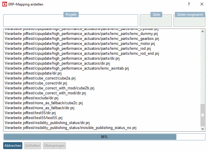 Dialog ERP-Mapping erstellen mit Protokoll