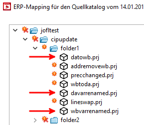 Indexbaum mit Projekten mit und ohne Icon