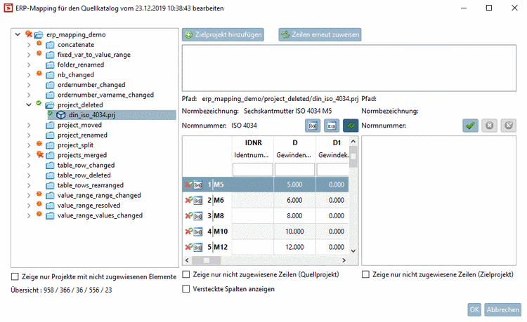 Alle Zuordnungen bestätigt: Die entsprechenden Icons werden im Verzeichnisbaum und in der Tabelle angezeigt.