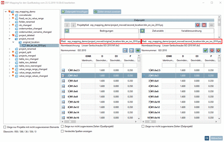 Verschobenes Projekt erkannt