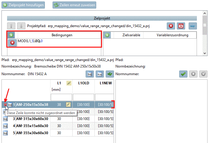 Tooltip "Diese Zeile konnte nicht zugeordnet werden"