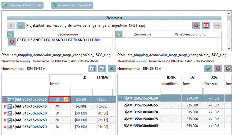 Auswahl eines gültigen Wertes