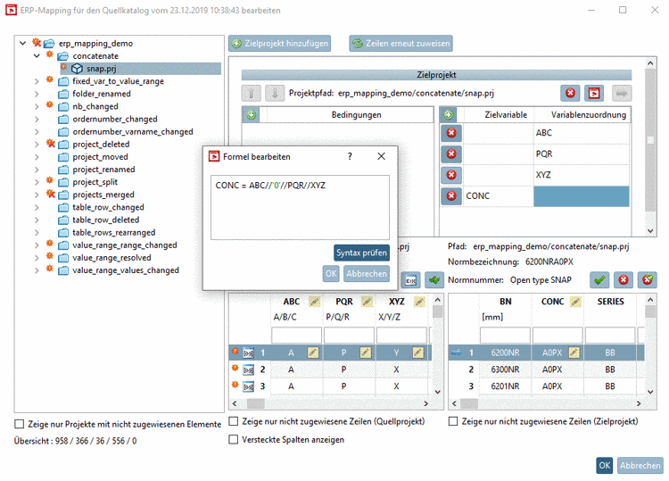 Formel für Variablenzuordnung