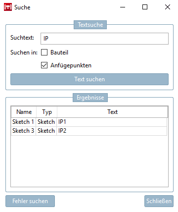 Beispiel: Suche nach Anfügepunkt