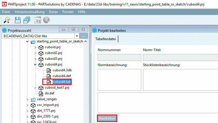 PARTdesigner über tab-Datei öffnen