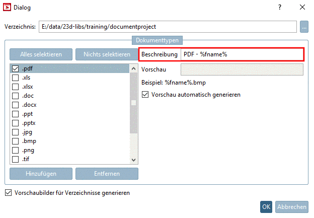 Dokumententyp selektieren