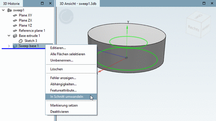 In Schnitt umwandeln