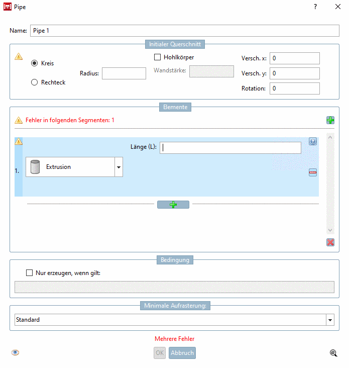 Rohrverlauf-Editierdialog