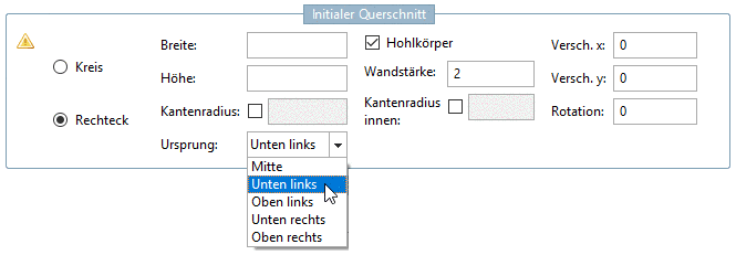 Initialer Querschnitt -> Rechteck