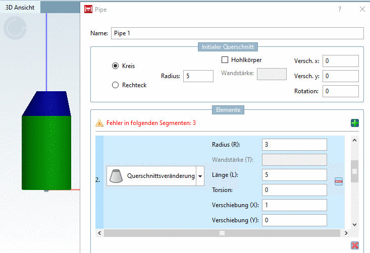 Sweep mit rundem Querschnitt