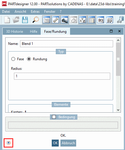"Fase/Rundung" Dockingfenster