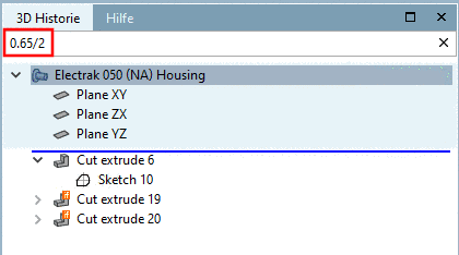3D Historie gefiltert mit einem spezifischen Wert "0.65/2"