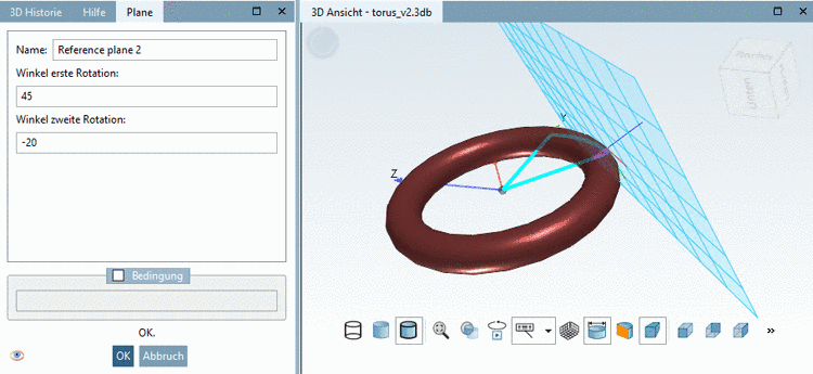Torus mit tangentialer Ebene