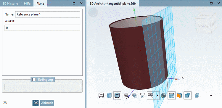 Zylinder mit tangentialer Ebene