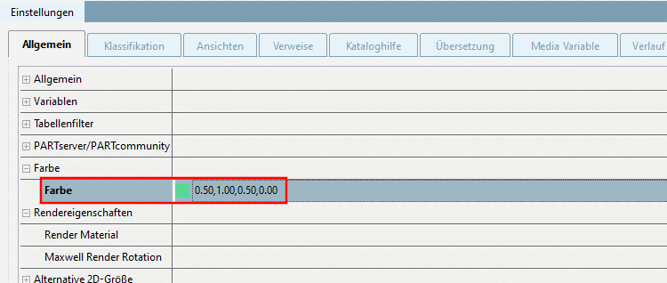 Farbe und Textur in PARTproject