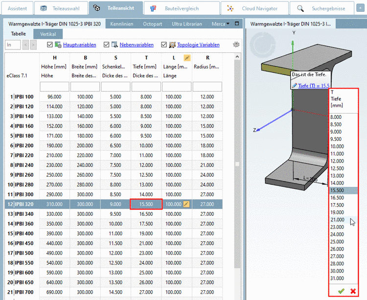 3D Ansicht in PARTdataManager