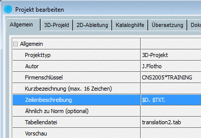 Zeilenbeschreibung mit Verwendung von "$Variablenname."