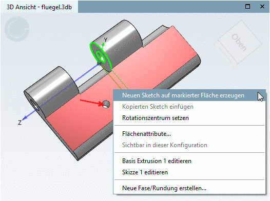 Neuen Sketch auf markierter Fläche erzeugen