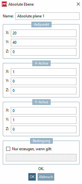 Fixed plane 1 - Settings
