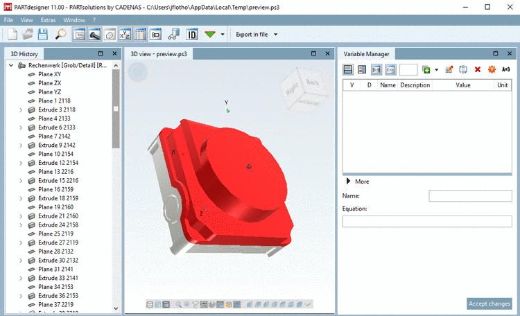 VDI in PARTdesigner Vorschau
