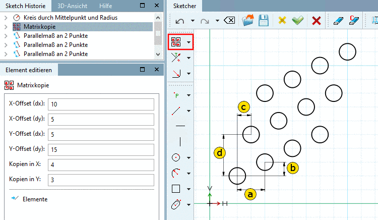 Matrix mit 4 Spalten und 3 Reihen
