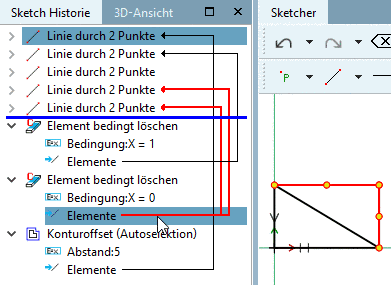 Viereckslinien gelöscht per Bedingung