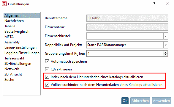 Volltextsuchindex nach dem Herunterladen eines Katalogs aktualisieren