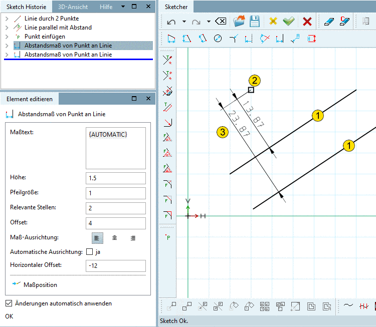 Abstandsmaß von Punkt an Linie