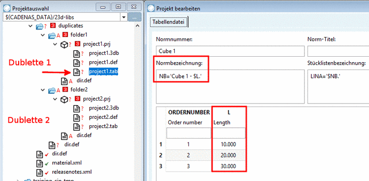 project1.prj und project2.prj sind Dubletten