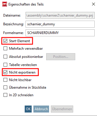 Einfügen Dummy-Teil