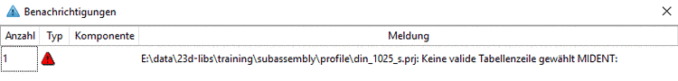 Keine valide Tabellenzeile gewählt - MIDENT