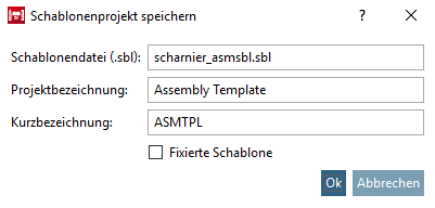 Schablonenprojekt speichern