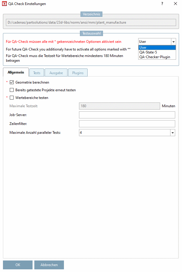Registerseite "Allgemein"