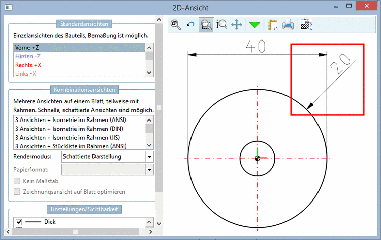 Radialbemaßung in 2D