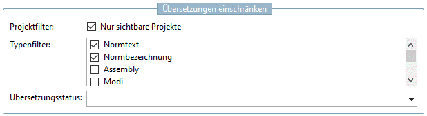 Übersetzungen einschränken