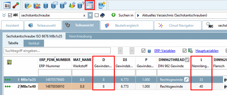 Eingeschränkte Tabelle