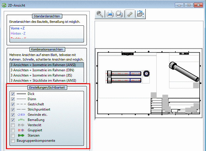 Einstellungen/Sichtbarkeit