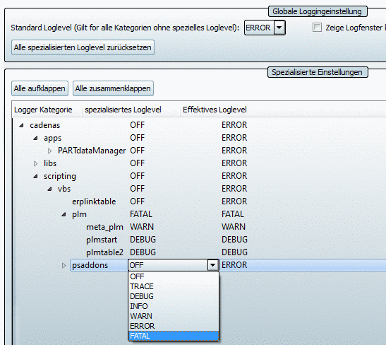 Spezialisierte Einstellungen