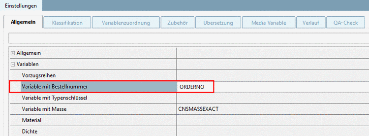 Variable mit Bestellnummer oder Variable mit Typenschlüssel