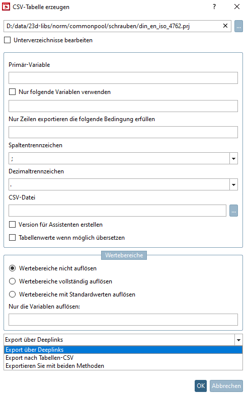 CSV-Tabelle erzeugen