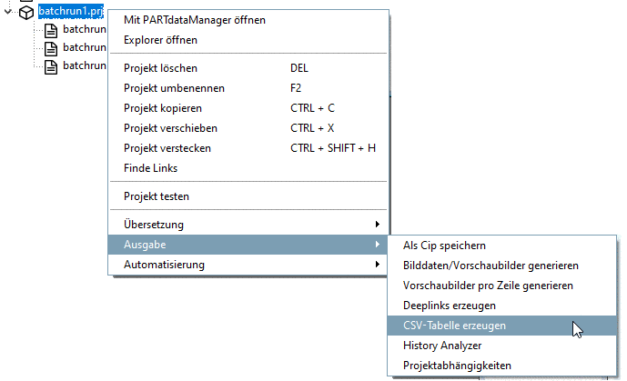 CSV-Tabelle erzeugen