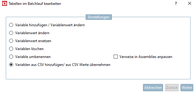 Variablen aus CSV hinzufügen/ aus CSV Werte übernehmen