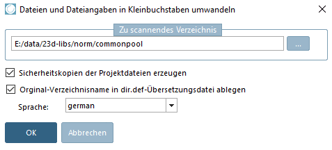 Dateien und Dateiangaben in Kleinbuchstaben umwandeln